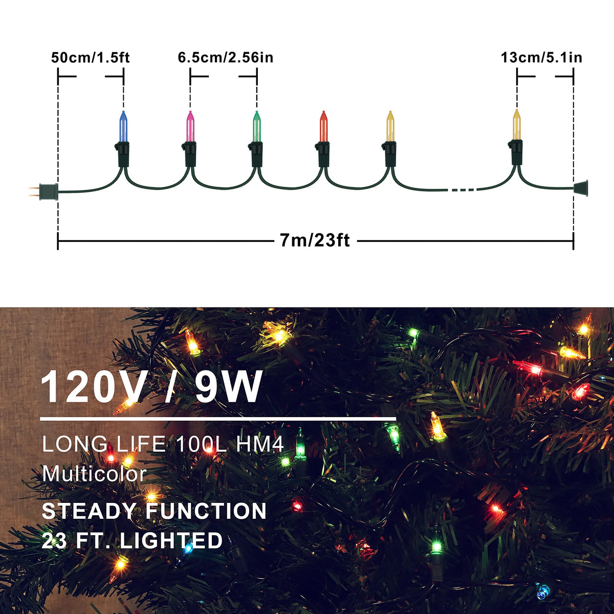 MYGOTO 2 Pack 23ft 100 Clear Mini Easter String Lights on Green Wire for Indoor/Outdoor Use,Connectable 120V Clear Tree Lights for Christmas Wedding