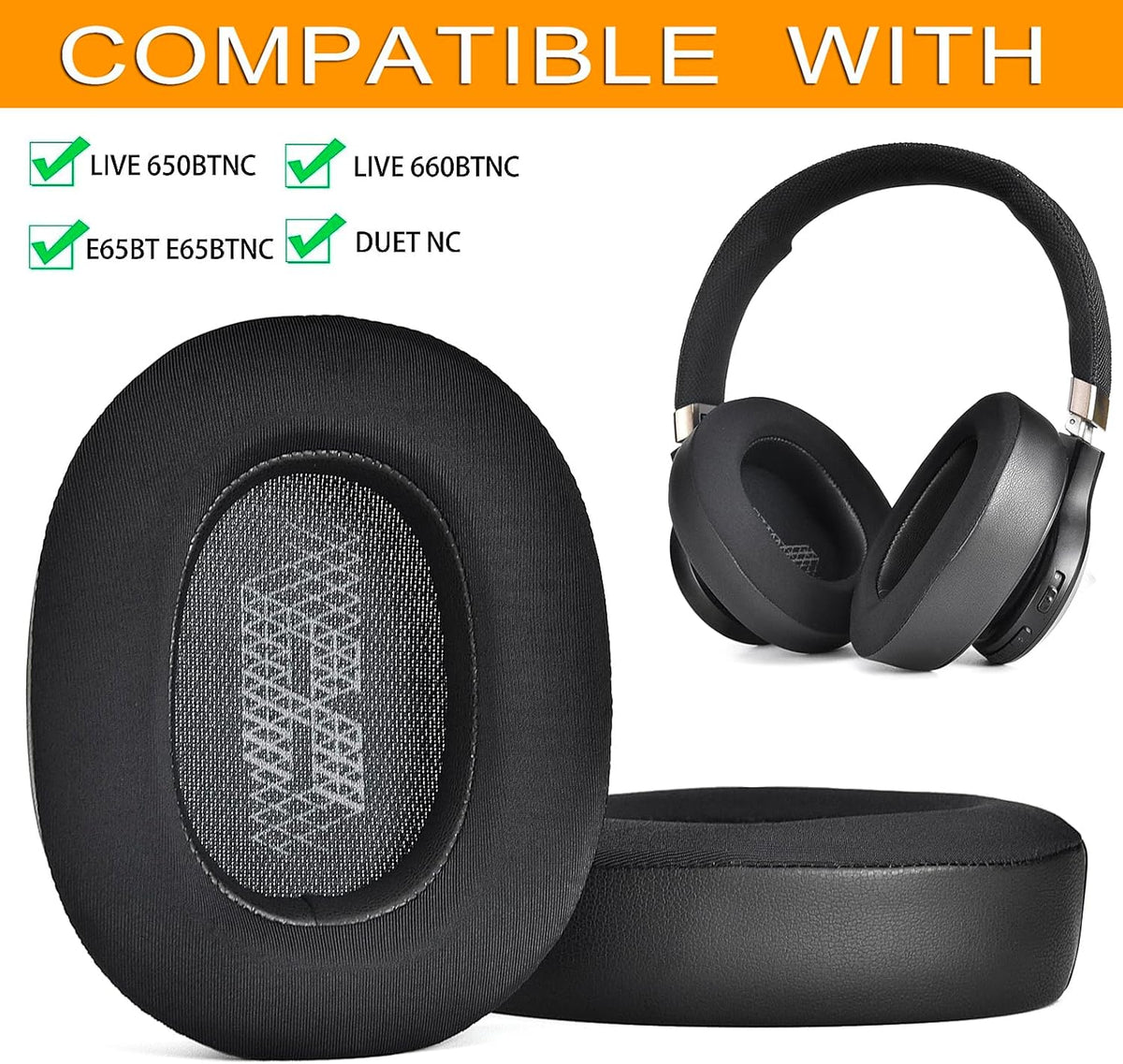 Live 650 BTNC E65BTNC Cooling Gel Ear Pads Replacement Cushions, High-Density Noise Isolation Foam, Compatible with JBL