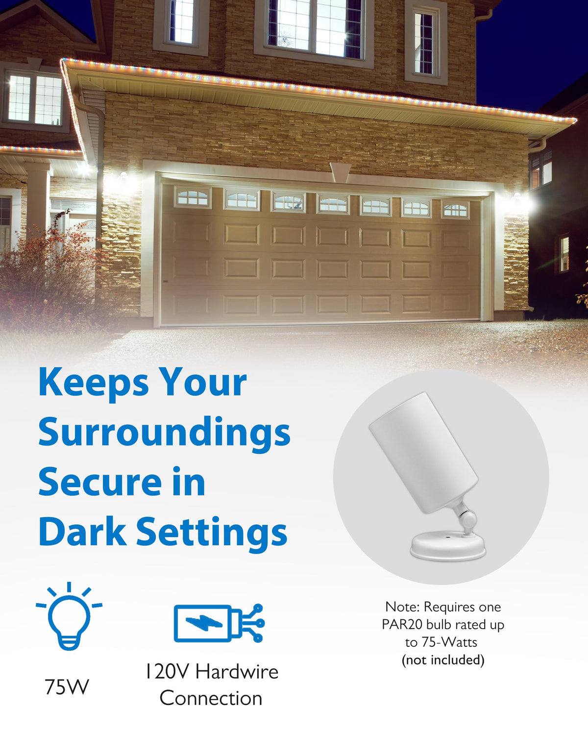 NICOR Lighting 75W White Single Cylinder Adjustable Security Flood Light (11712)