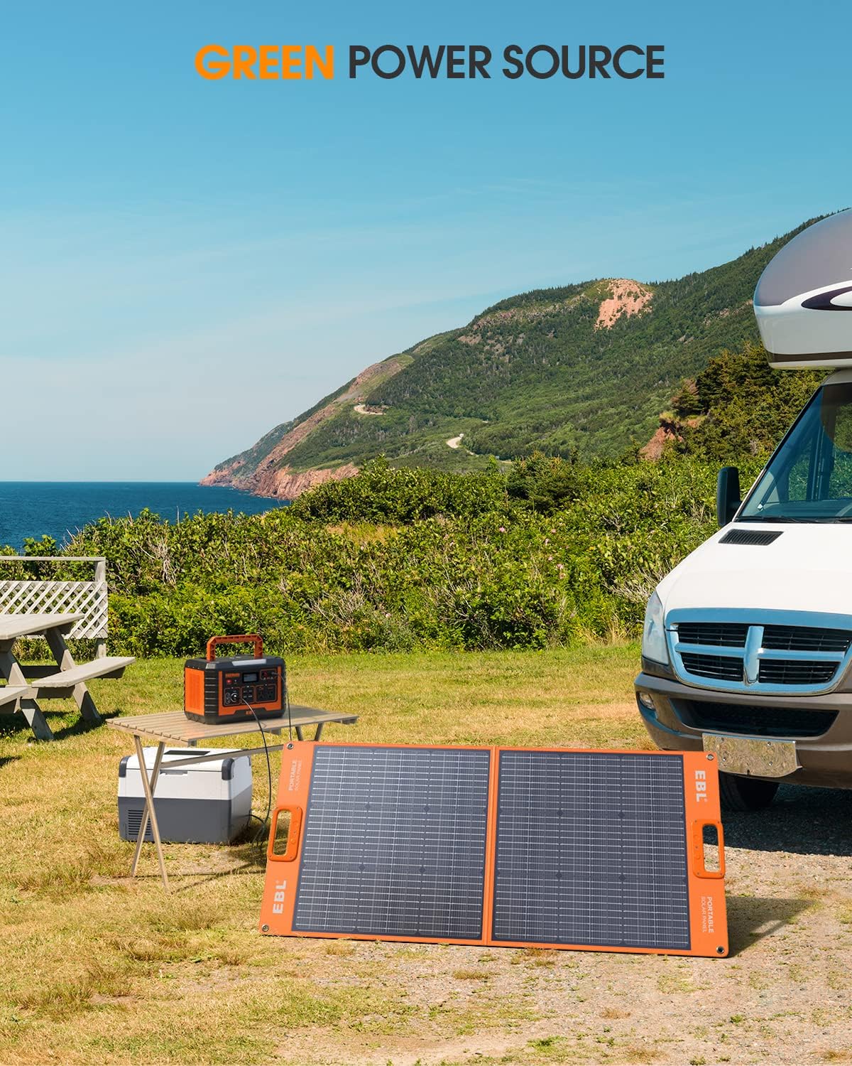 EBL 500W Portable Power Station with 100W Portable Solar Panel, 519.4Wh Solar Generator and Solar Panel Combo for Home and Outdoor Emergency Use