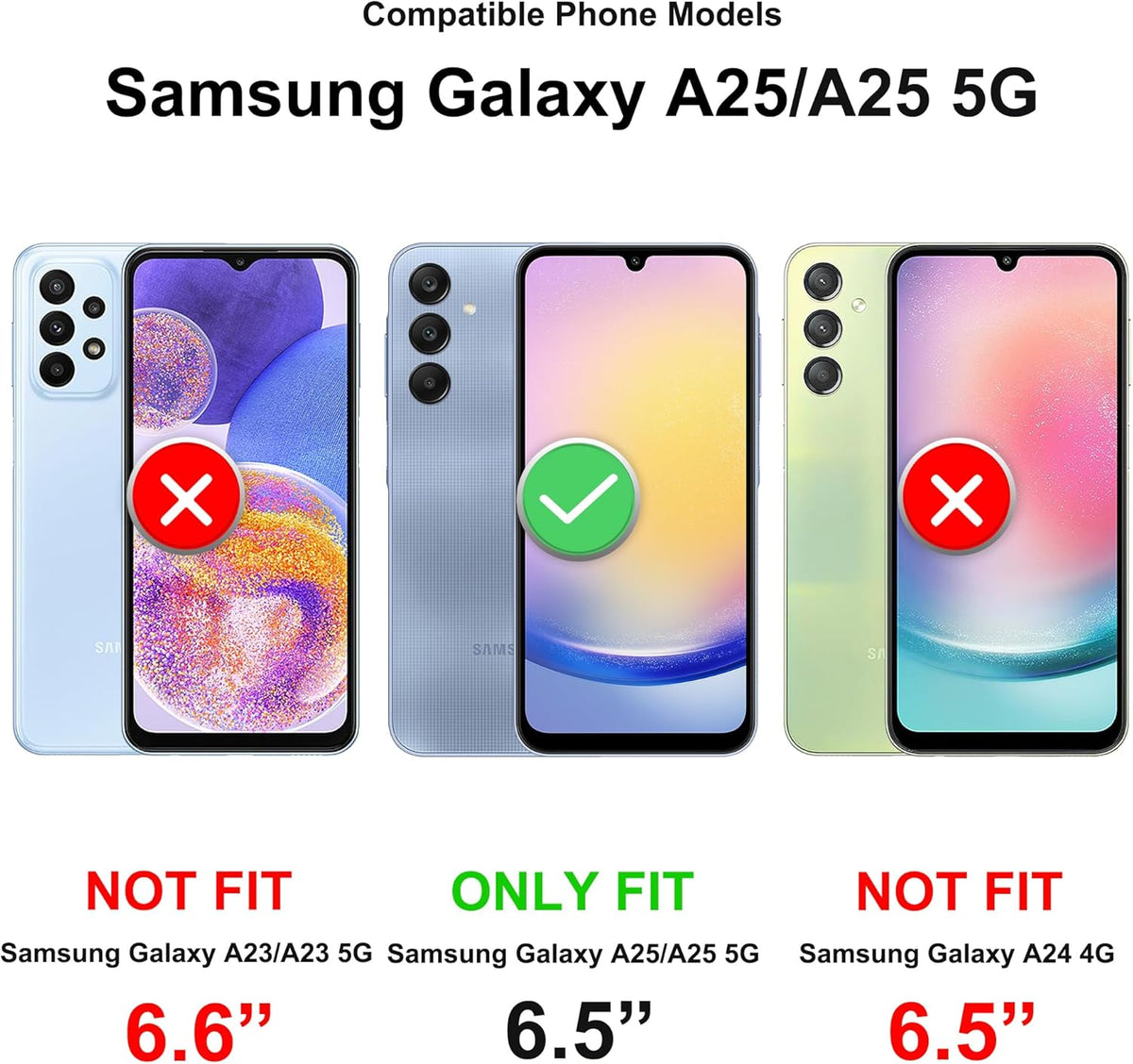 Samsung Galaxy A25 5G Case with Slide Camera Cover & Screen Protector*2, 360° Rotating Ring Kickstand, Military Grade