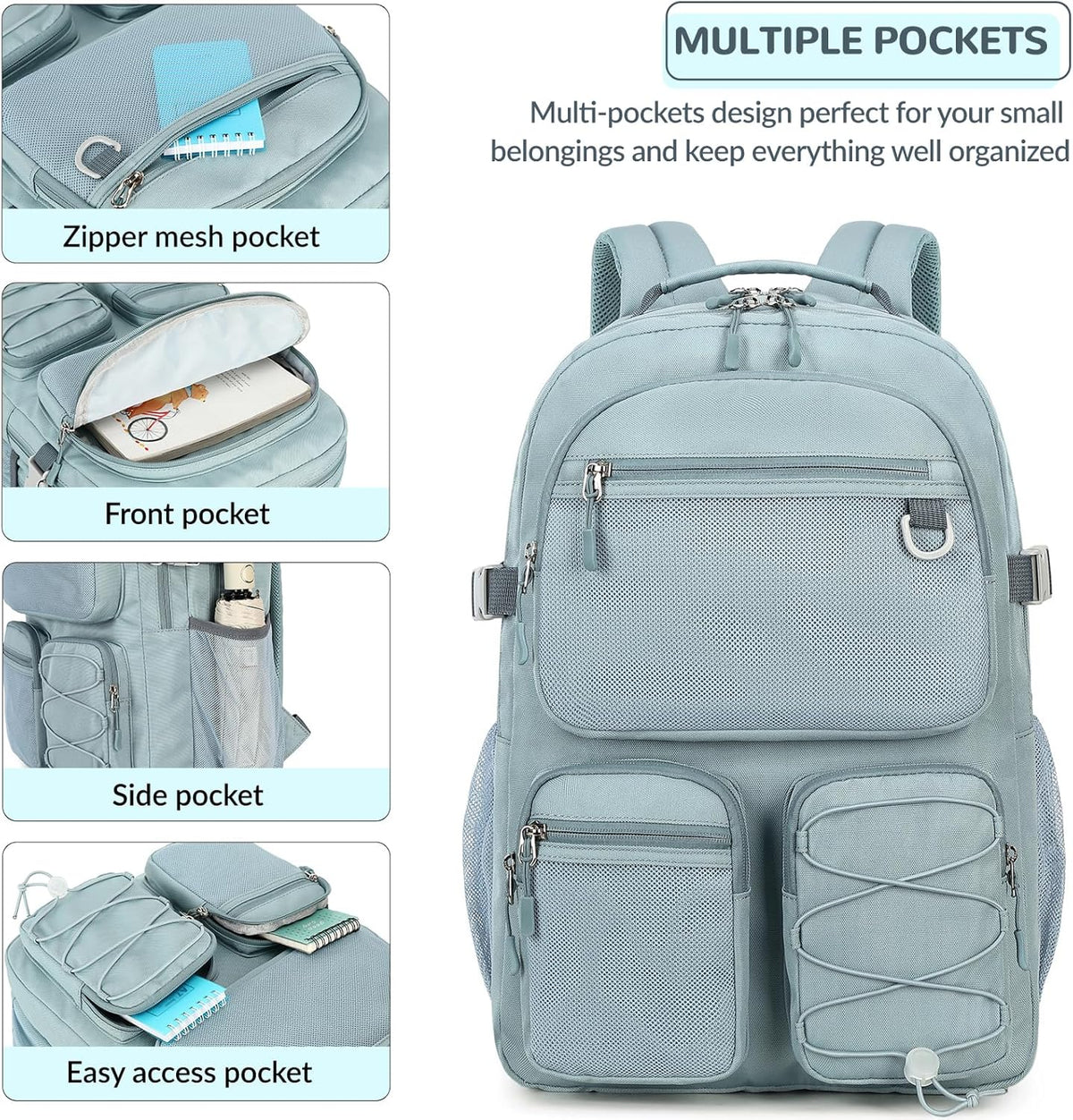 Backpack 15.6 inch Daypack Lohol Water Resistant with Mulitiple Pockets for School Travel Outdoor College, Laptop