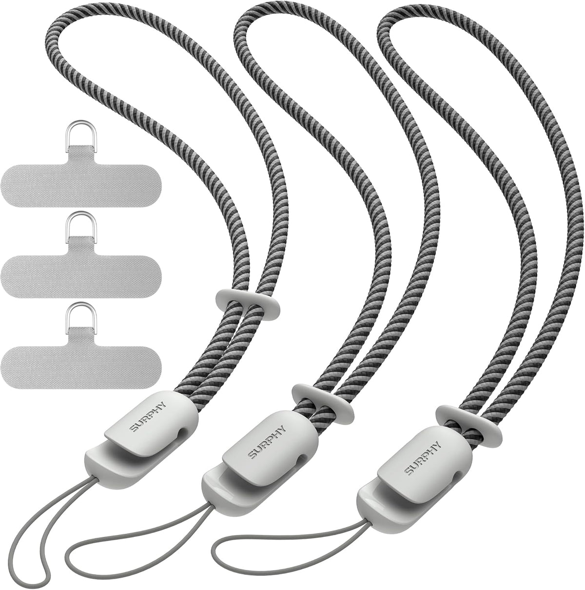SURPHY 3 Pack Phone Wrist Strap with CellPhone Tether Tab, Cellphone Lanyard, Phone Strap with 2-Color Braided, Wrist Lanyard