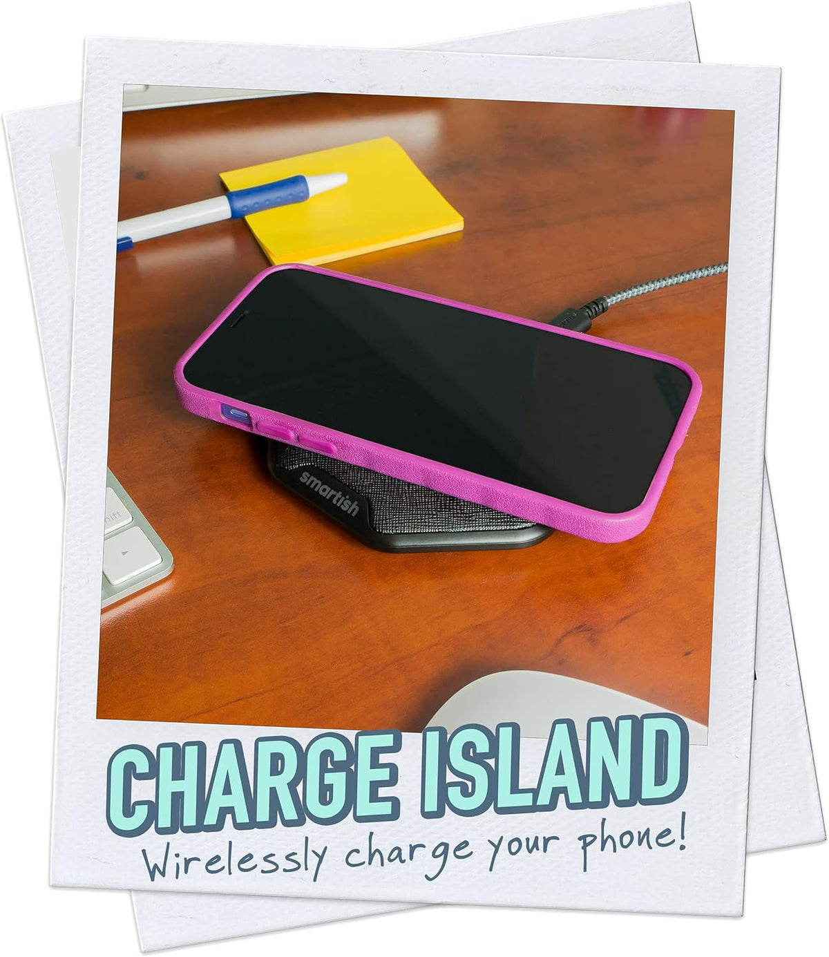 Smartish Fast Wireless Charger - Charge Island, Qi-Certified 15W Universal Charging Pad for iPhone, Samsung Galaxy