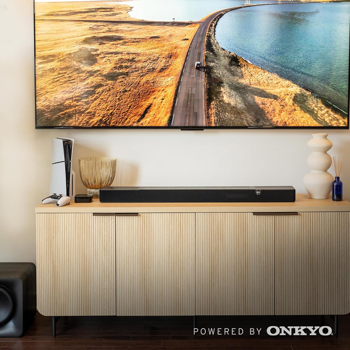 Klipsch Flexus Sound System: CORE 200 3.1.2 Sound Bar, 10" SUB 100 Subwoofer and SURR 100 Surround Sound Speakers, Powered by Onkyo with Bluetooth, Dolby Atmos and Custom Tuned Bass - Black