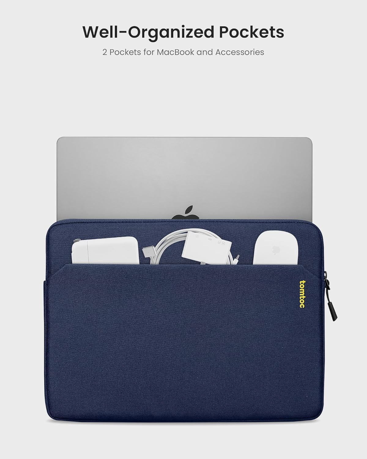 tomtoc Slim Laptop Sleeve Case for 13-inch New MacBook Air M4/A3420 M3/A3113 M2/A2681, M1/A2337 2025-2018, MacBook Pro M2/M1, Water-Resistant Protective Carrying Case with Accessories Pocket