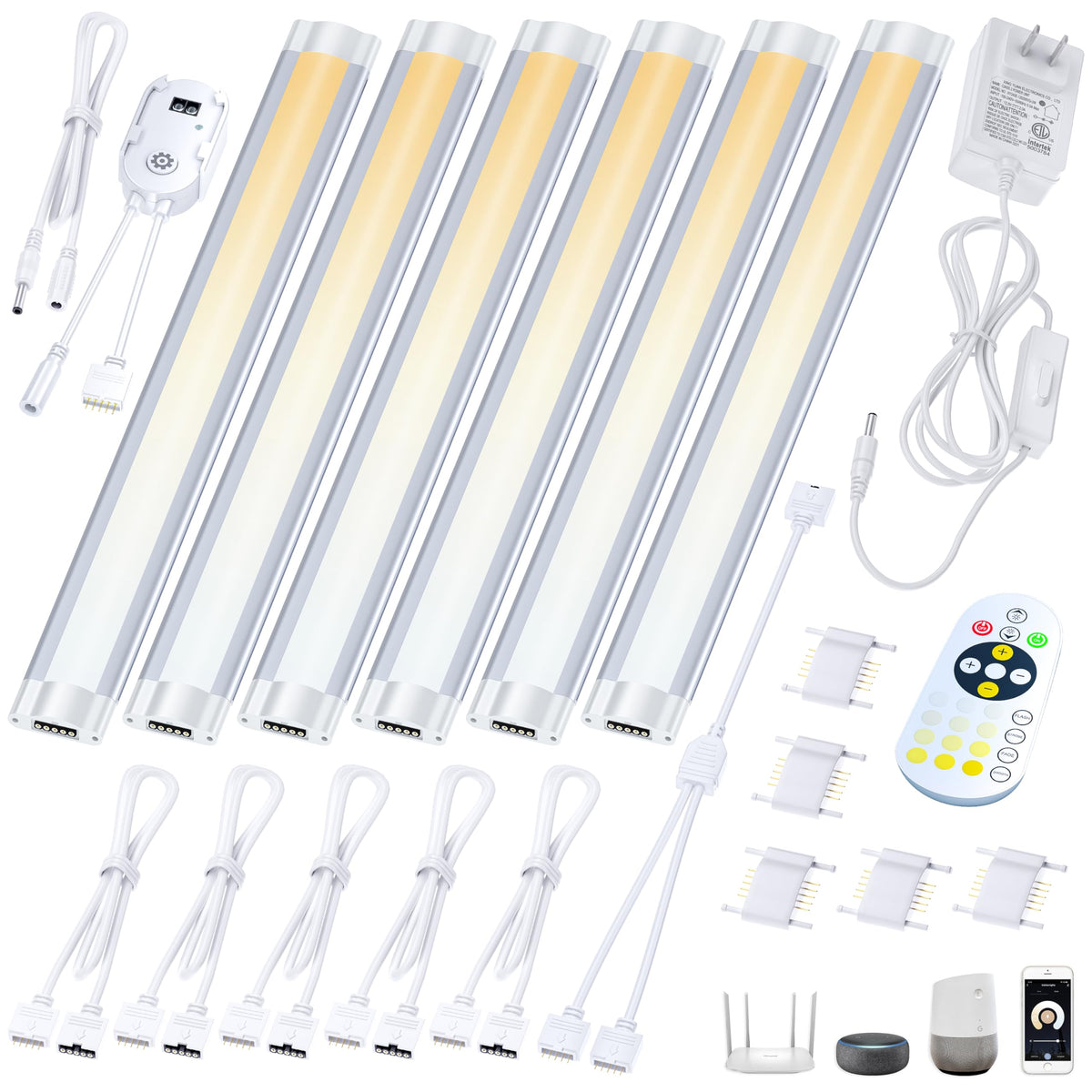 Smart Under Cabinet Lighting with Motion Sensor, Alexa Google Compatible Under Cabinet Lights, Wireless Remote Plug in Control Under Counter Light