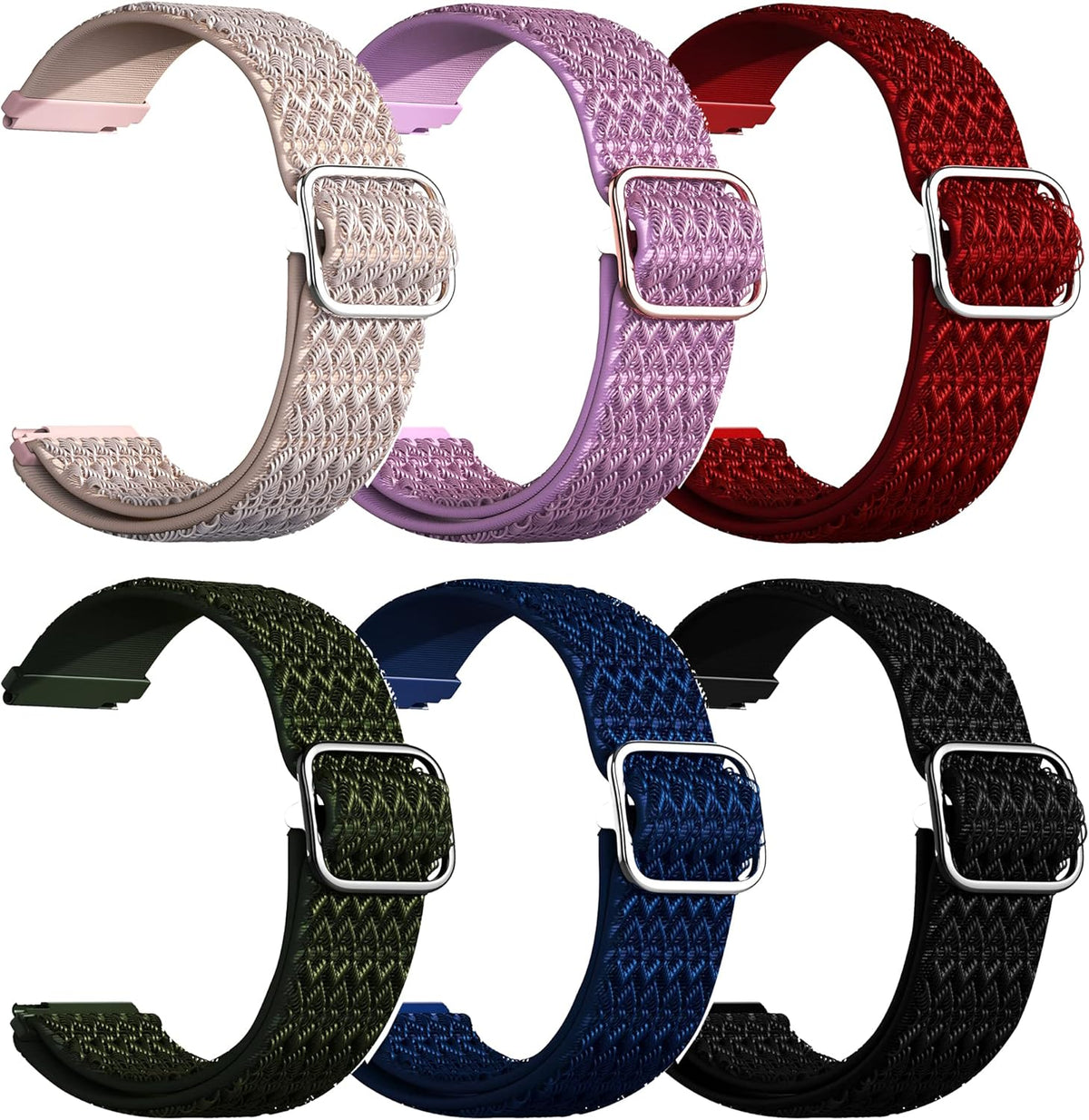 FitTurn 6 Pack Compatible with Xplora X6 Play Smart Watch, Elastic Adjustable Nylon Fabric Strap Replacement Bands