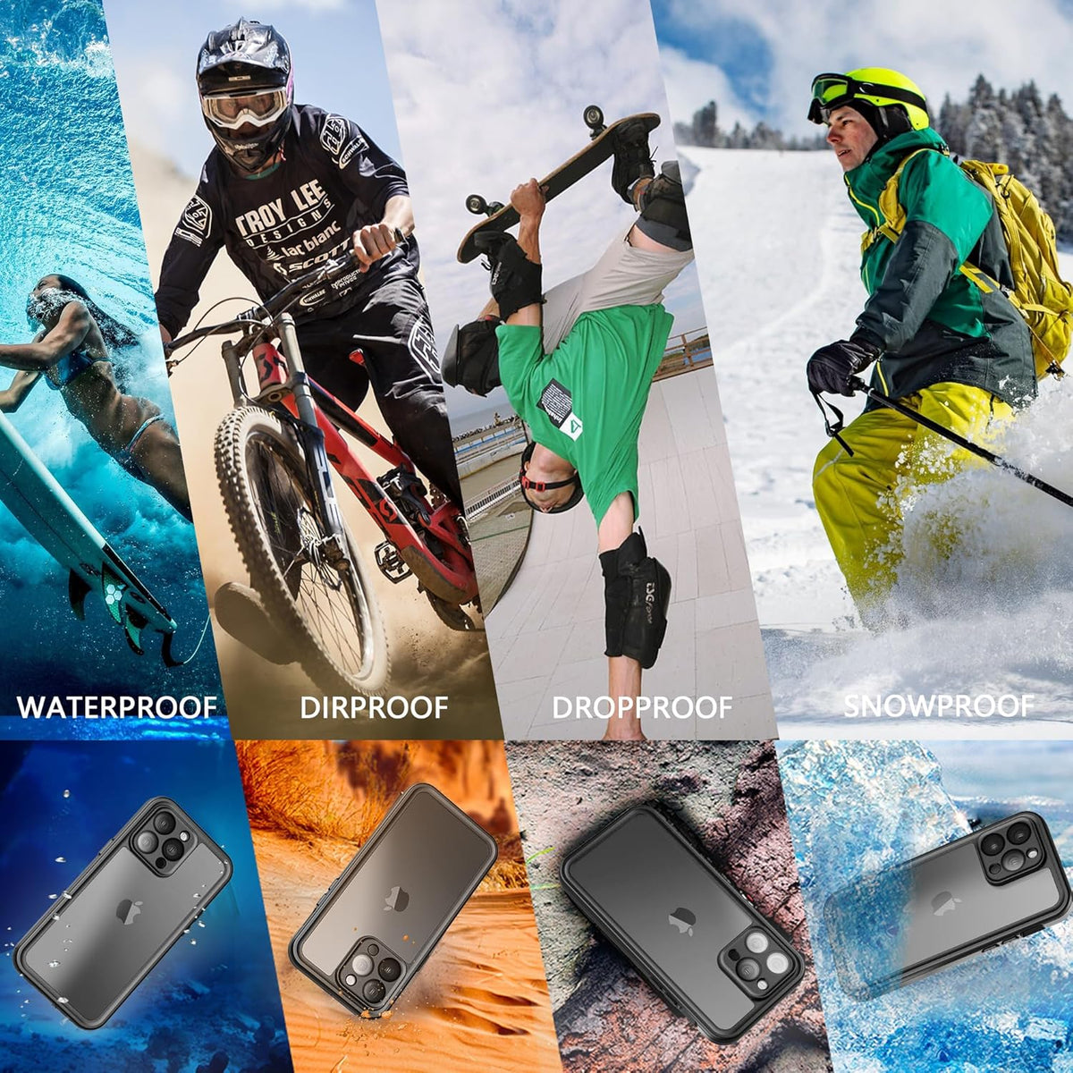 inkolelo iPhone 15 Pro Waterproof Case, Built-in Screen Full-Body Protector with Floating Strap, IP68 Waterproof Case -