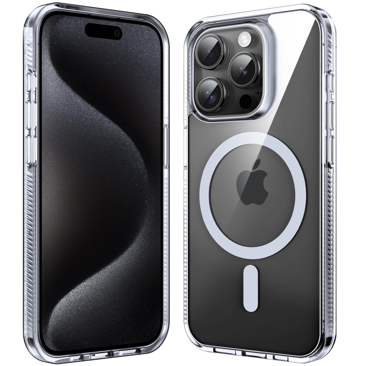 Supdeal Magnetic Clear Case For Iphone 15 Pro, [Compatible With Magsafe] [Non Slip Bumper & Not Yellowing] Military Grade Shockp