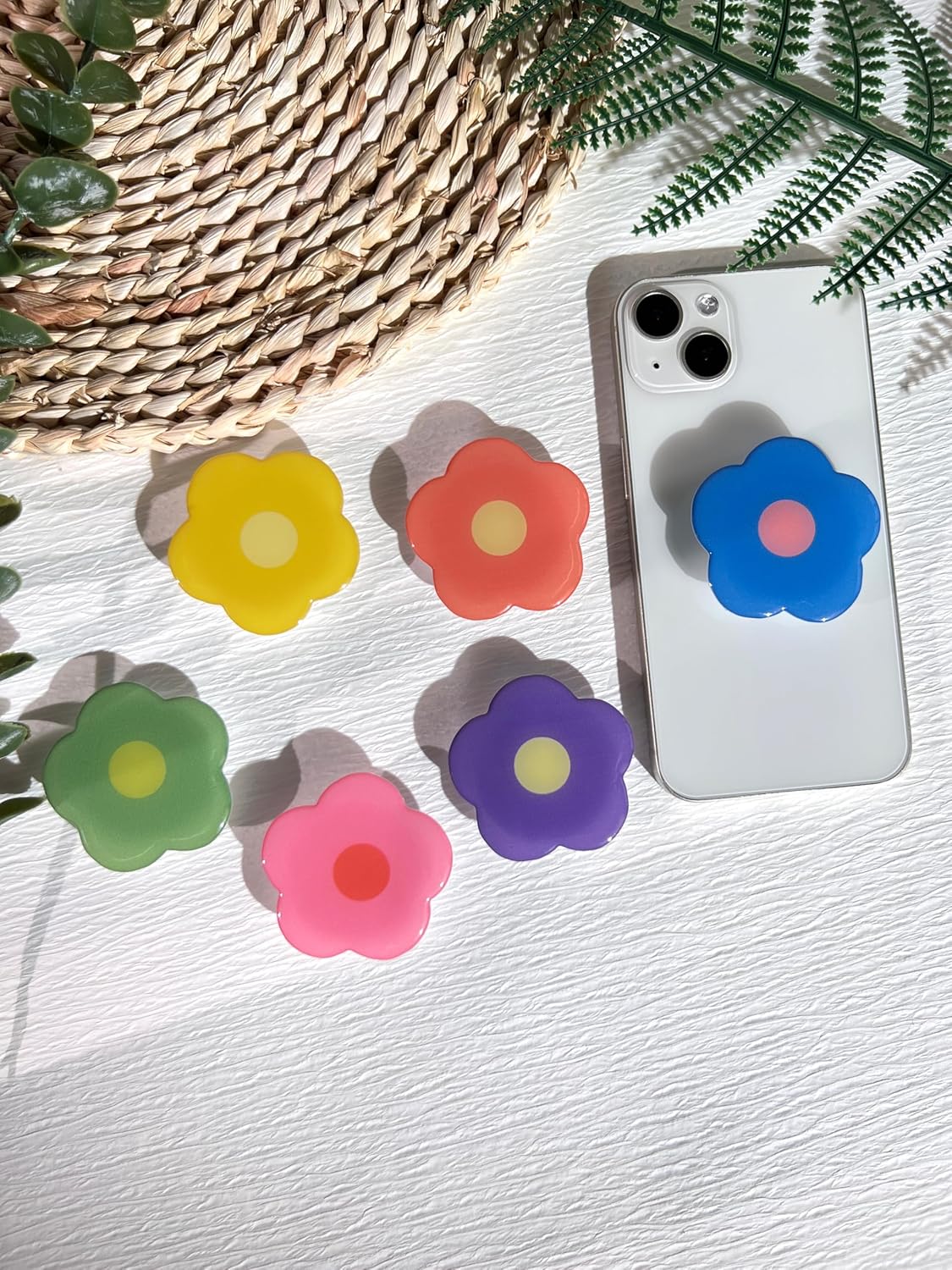 Cartoon Flowers Phone Grip Stand - Cute Clear Cell Phone Holder, Expandable Collapsible Accessory, Phone Charms Kindle