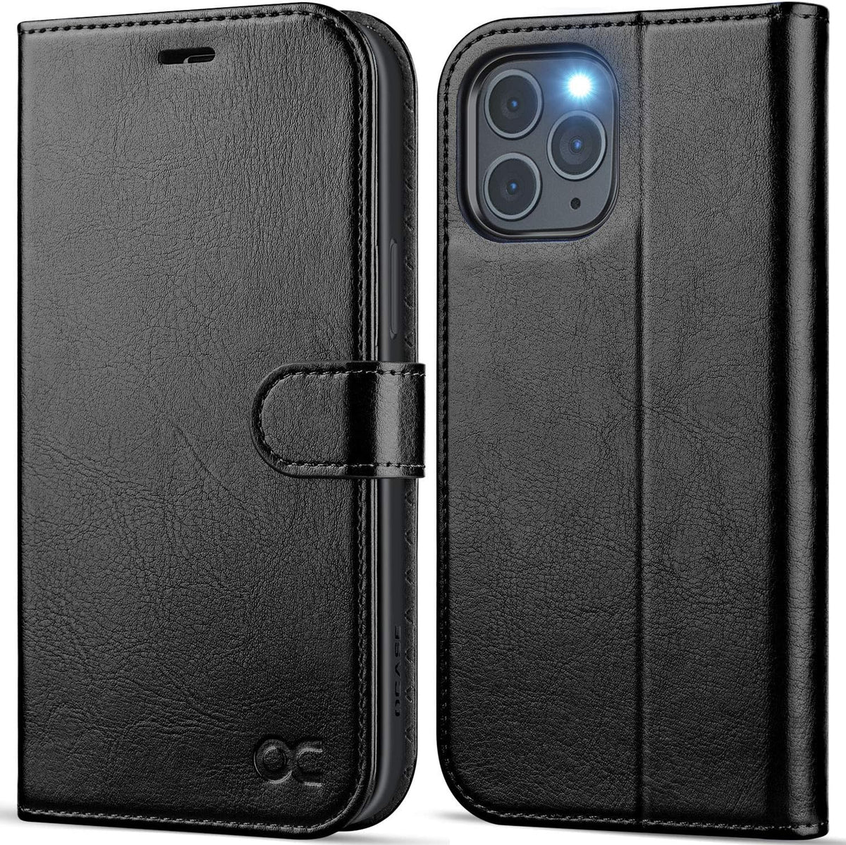 OCASE iPhone 12 Pro Max Wallet Case, Black PU Leather Flip Folio with Card Holders, RFID Blocking, Kickstand
