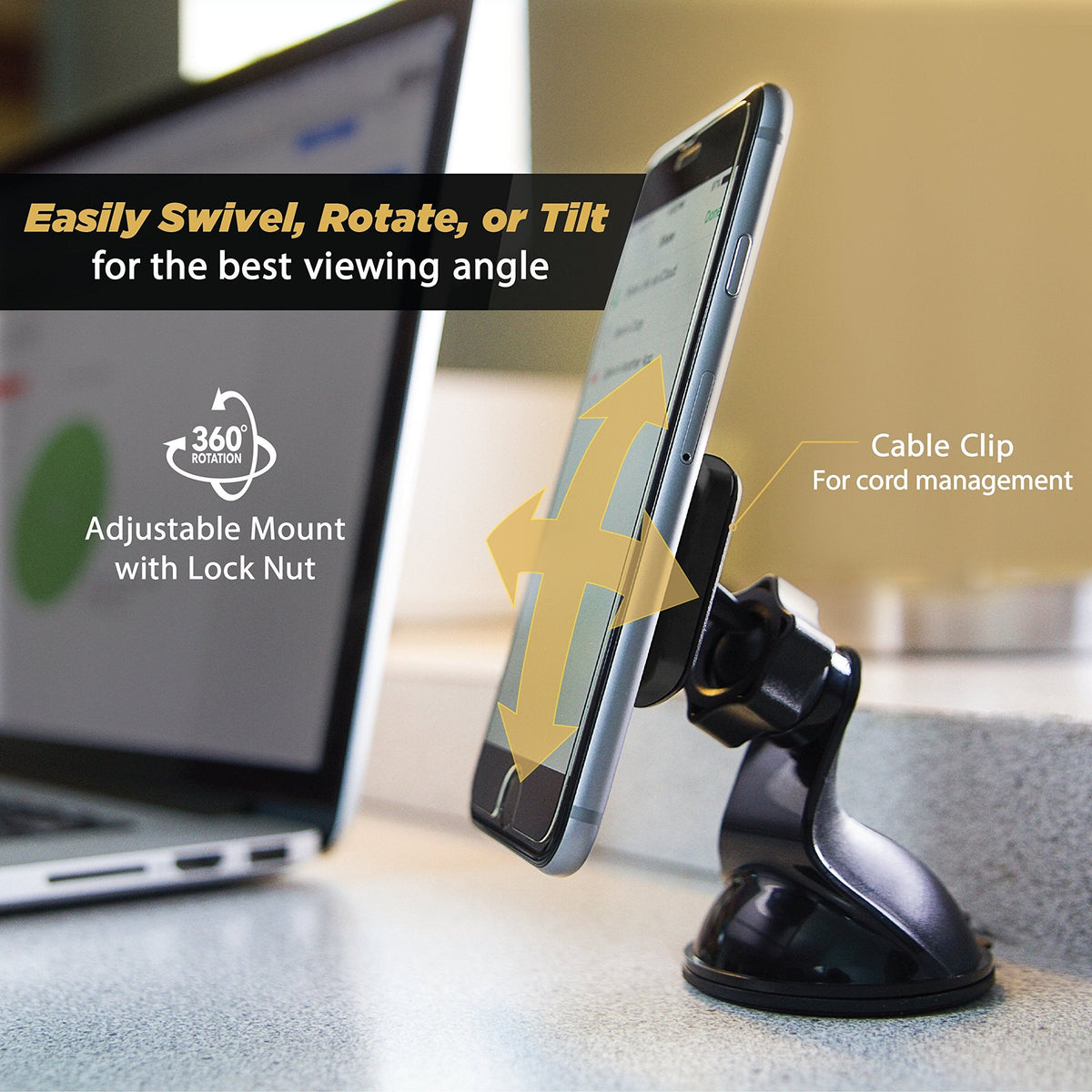 Scosche MAGWSM-SP MagicMount Magnetic Car Phone Holder Windshield or Dashboard Mount - 360 Degree Adjustable Head, Universal with All Devices