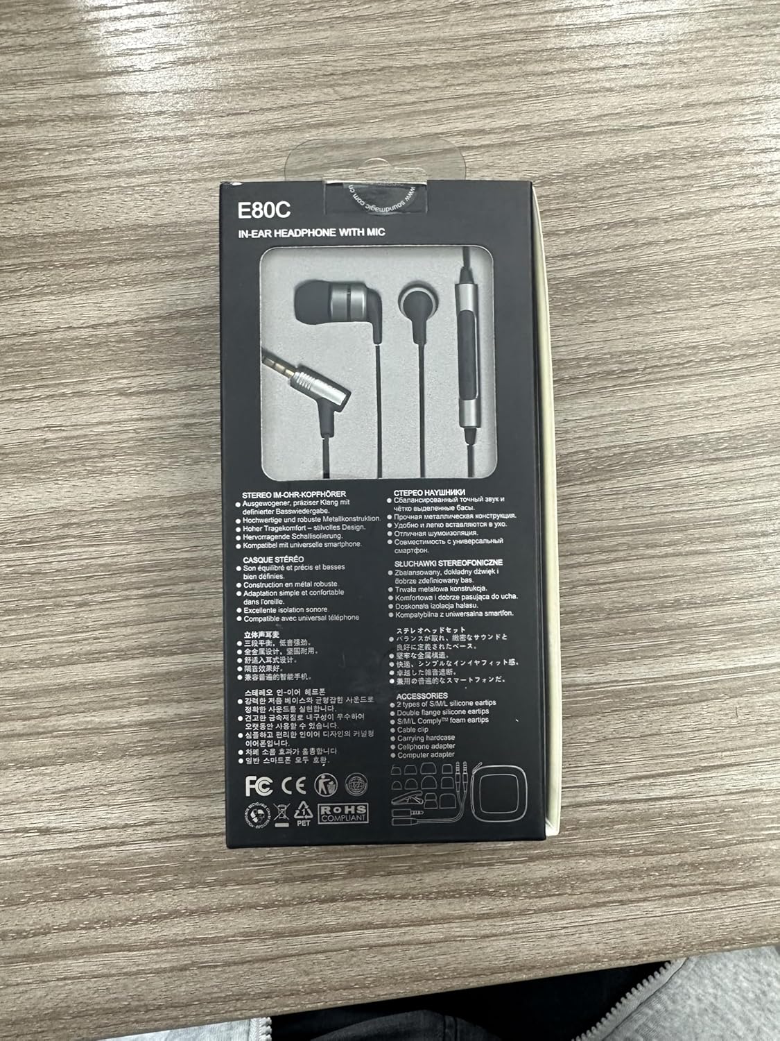 SoundMAGIC E80C Wired Earbuds with Microphone HiFi Stereo Earphones Noise Isolating in Ear Headphones Comfortable Fit Super Bass for Audiophile Gunmetal