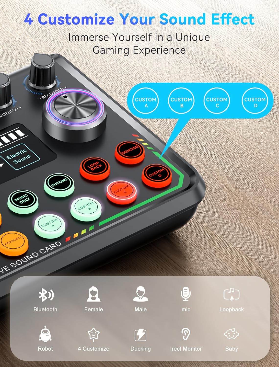 SINWE USB Audio Interface for Smartphone & PC: Plug-and-Play Live Sound Card with DJ Mixer, Voice Changer & Customized sound effects. Ideal for Recording Music, Home Studio, Podcasts & Streaming