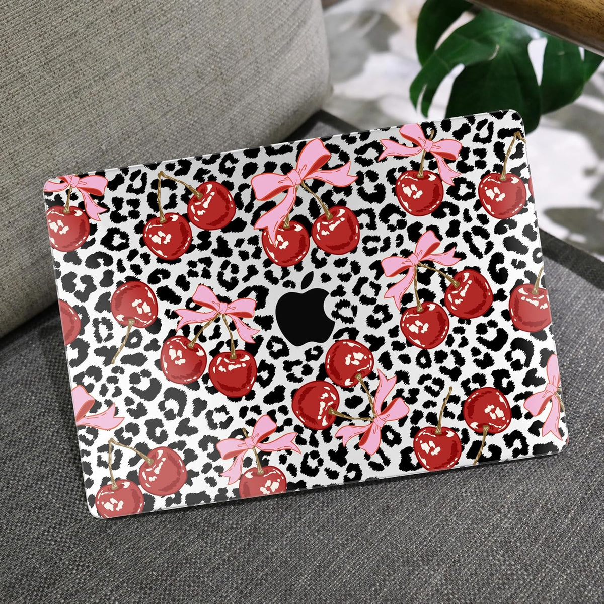 MEEgoodo Case for M4/M3/M2 MacBook Air 13.6 inch Case 2025 2024 2022, Fit Model A3240/A3113/A2681, Laptop Hard Shell with Keyboard Cover Compatible with MacBook Air 13 inch, Leopard & Cherry