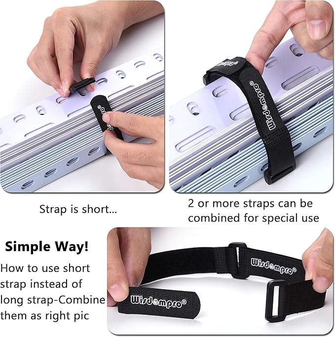 Wisdompro 20 Pack (8 12 18 24 Inch) Hook and Loop Tie Down Strap Heavy Duty
