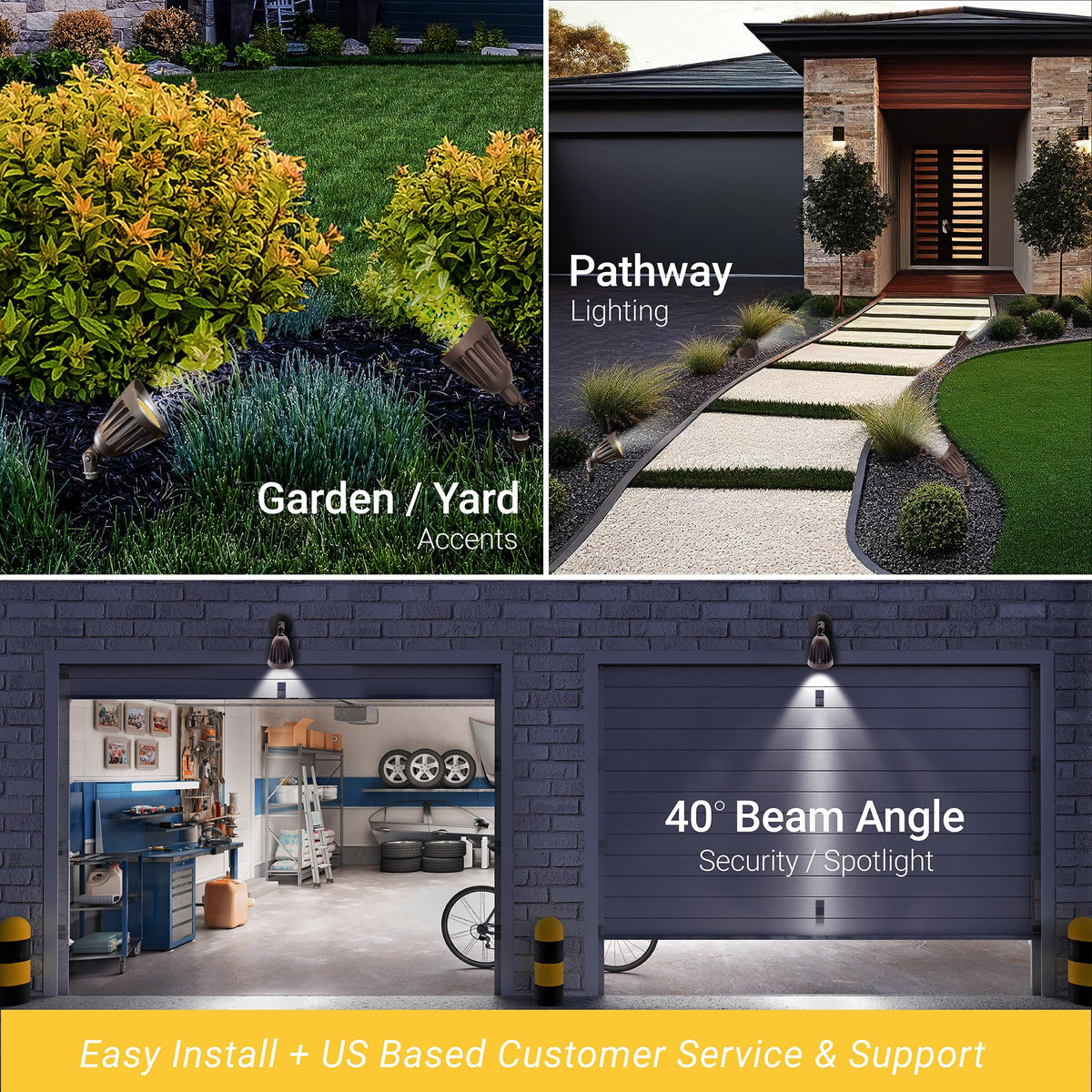 NuWatt 25W Bronze Bullet Spot Light Outdoor LED Landscape Floodlights, 3500 Lumens Bright Outdoor Light for Yard, 3000K/4000K/5000K Selectable, 1/2"