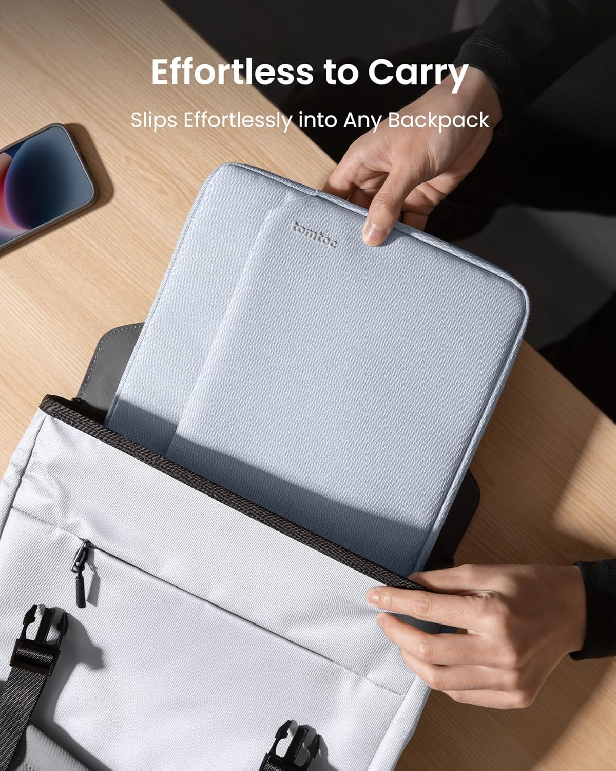 tomtoc Slim Laptop Sleeve Case for 13-inch New MacBook Air M4/A3420 M3/A3113 M2/A2681, M1/A2337 2025-2018, MacBook Pro M2/M1, Water-Resistant Protective Carrying Case with Accessories Pocket