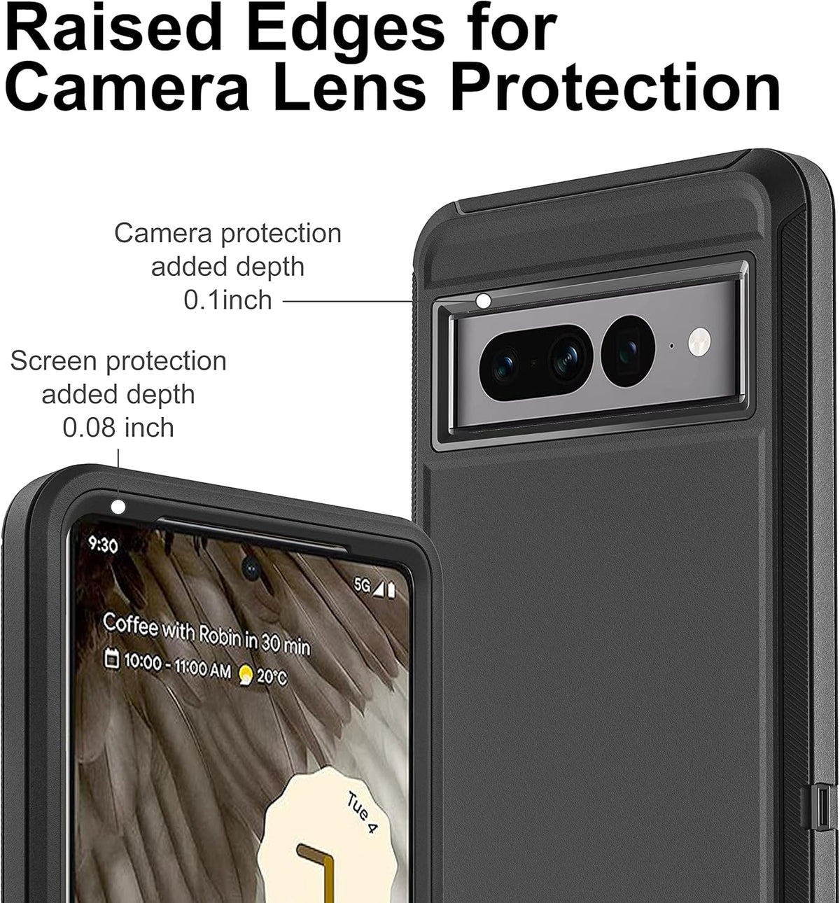 Shockproof Dust/Drop Proof Case for Pixel 7 Pro, 3-Layer Full Body Protection [without Screen Protector], Rugged Heavy