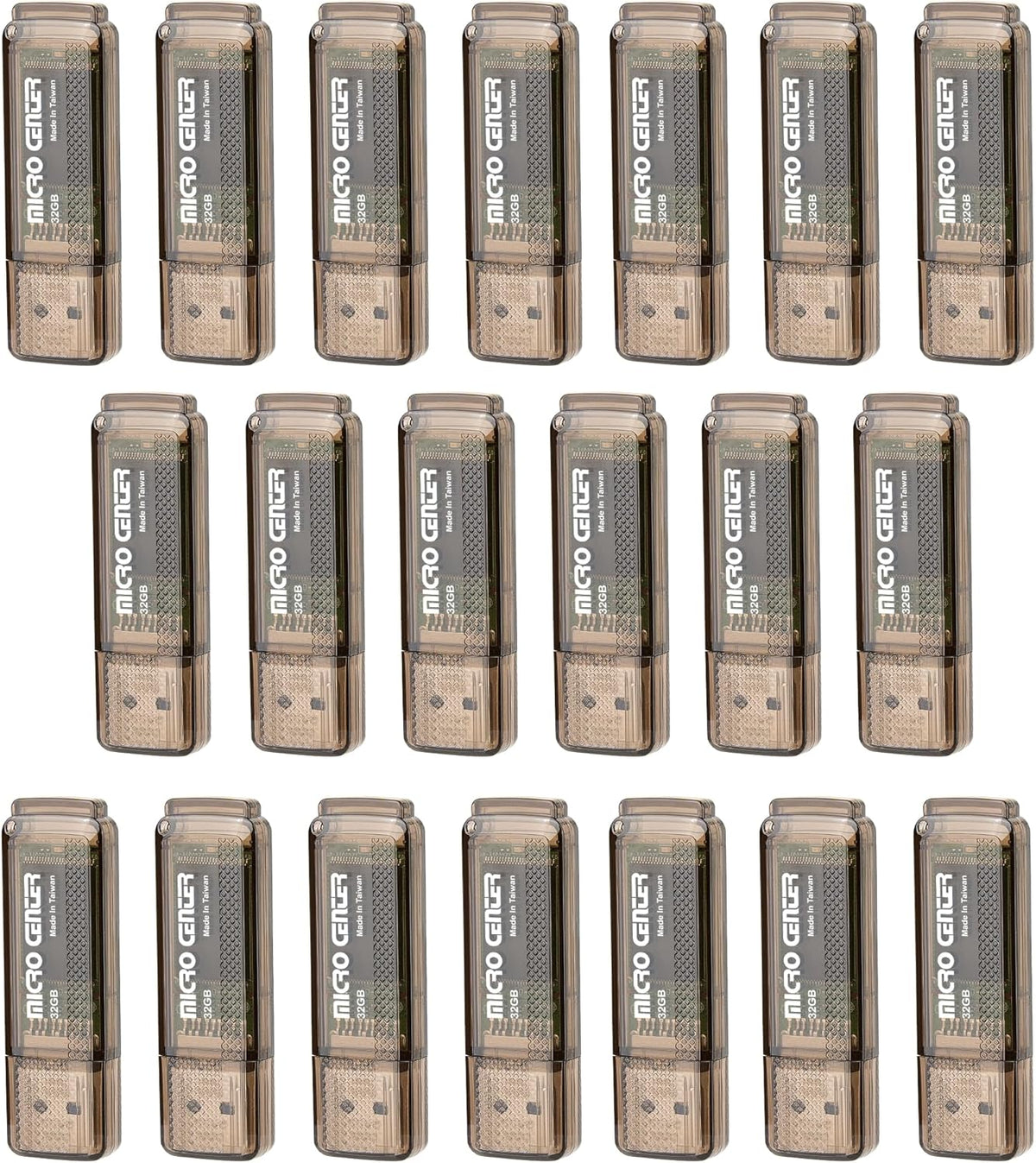 INLAND Micro Center Super Speed 20 Pack 32GB USB 3.0 Flash Drive Memory Stick Thumb Drive Data Storage Jump Drive Bulk, Much Faster Than USB2.0 Flash Drive, Brown