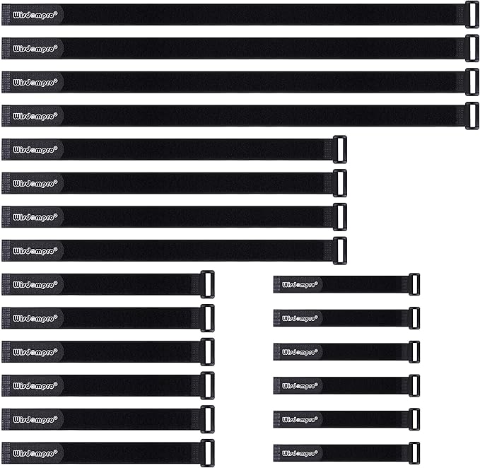Wisdompro 20 Pack (8 12 18 24 Inch) Hook and Loop Tie Down Strap Heavy Duty