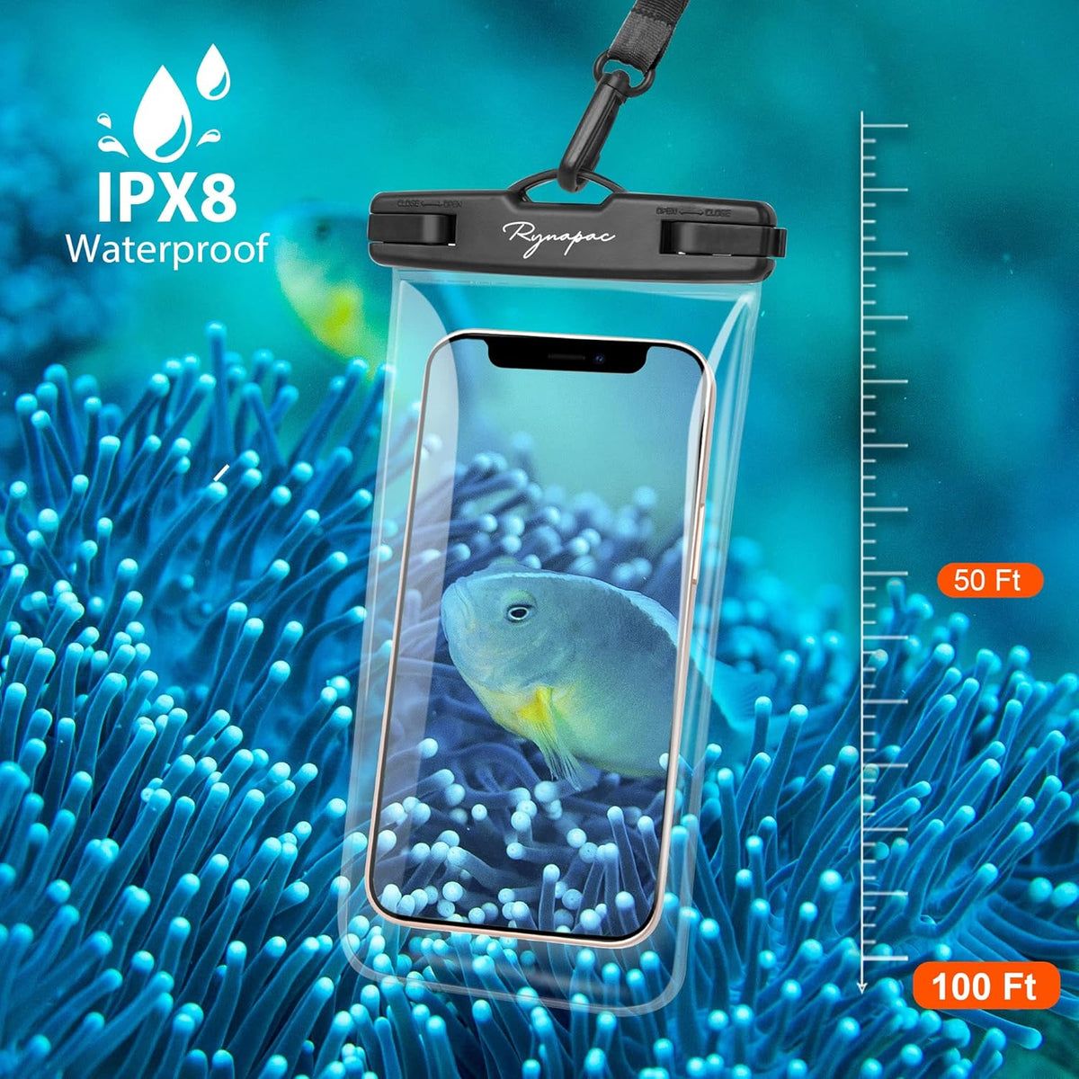 Waterproof Phone Pouch Bag - 7.5in Waterproof Phone Case for Beach Travel Must Haves, IPX8 Cellphone Dry Bag with Lanyard for iPhone 16 15 Pro Max Galaxy S25 Pixel 8a, Cruise Essentials