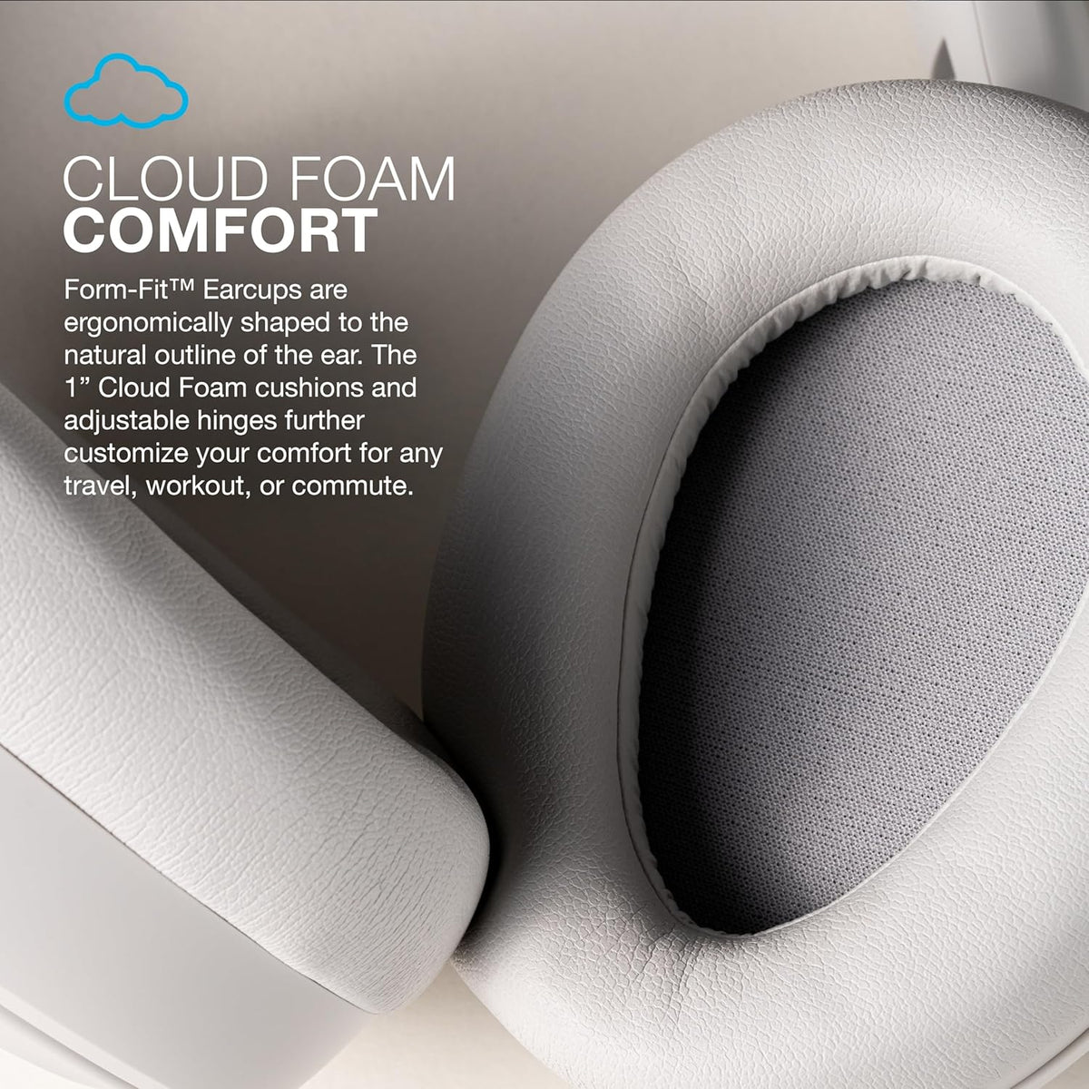 JLab JBuds Lux ANC Wireless Headphones, Cloud White, Hybrid Active Noise Cancelling, Customizable Sound, Spatial Audio Compatible, Premium Over-Ear Bluetooth Headset