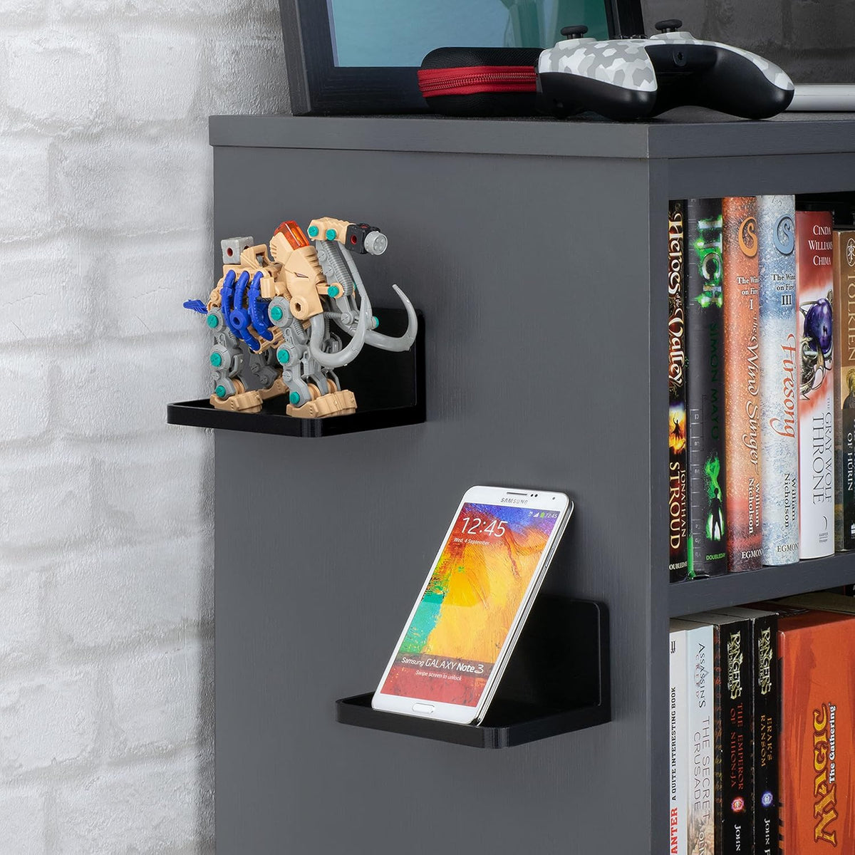 BRAINWAVZ Universal Floating Shelf Mount for Security Cameras, Baby Monitors, Speakers, Plants & More, Black
