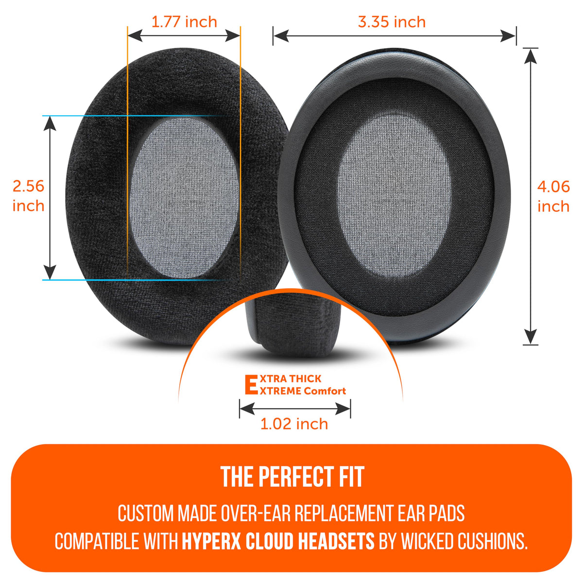 WC StealthZ Cloud - FPS Oriented Earpads for HyperX Cloud Alpha, Cloud 2, Cloud Stinger & More by GadgetryTech & Wicked Cushions | Enhanced Sound