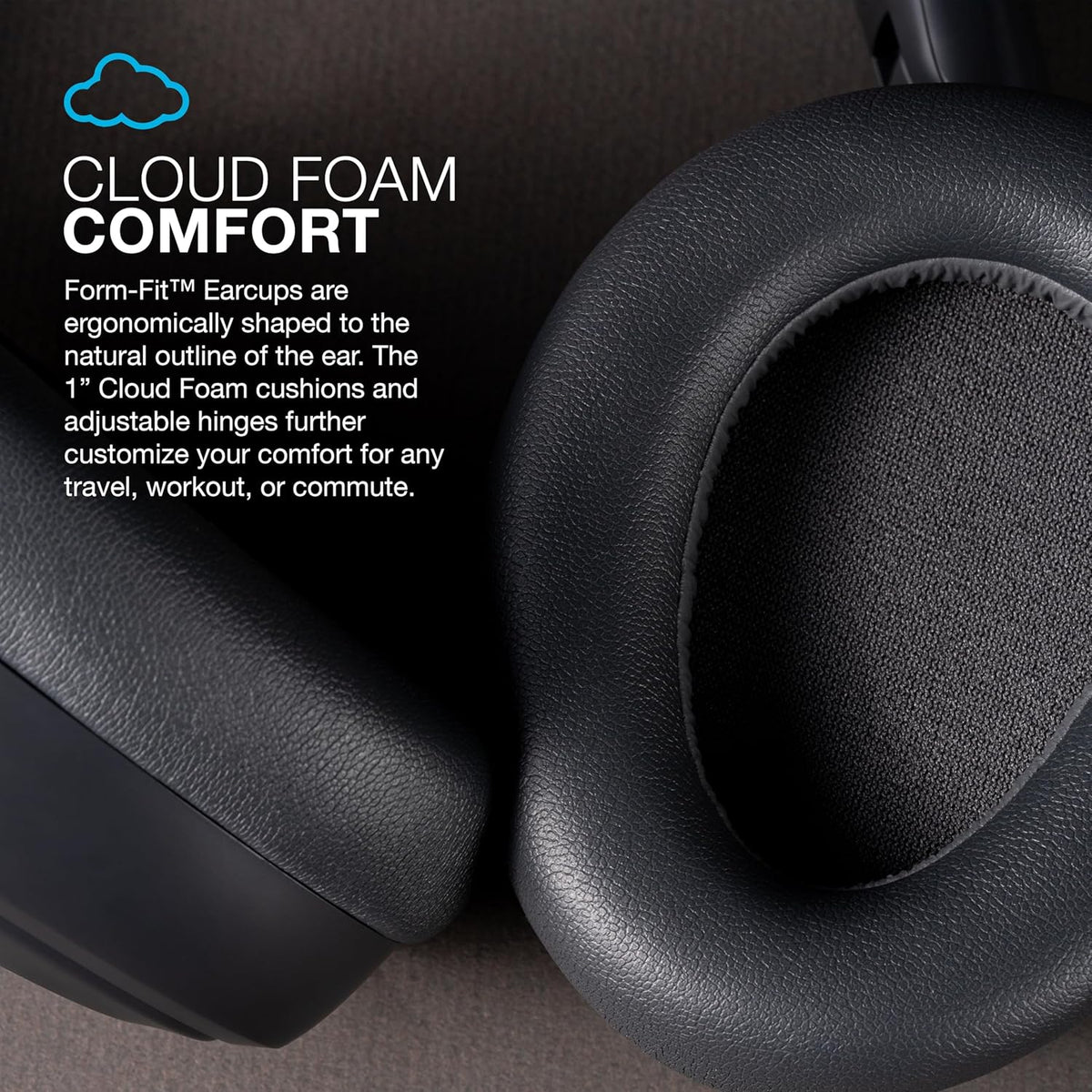 JLab JBuds Lux ANC Wireless Headphones, Graphite, Hybrid Active Noise Cancelling, Customizable Sound, Spatial Audio Compatible, Premium Over-Ear Bluetooth Headset