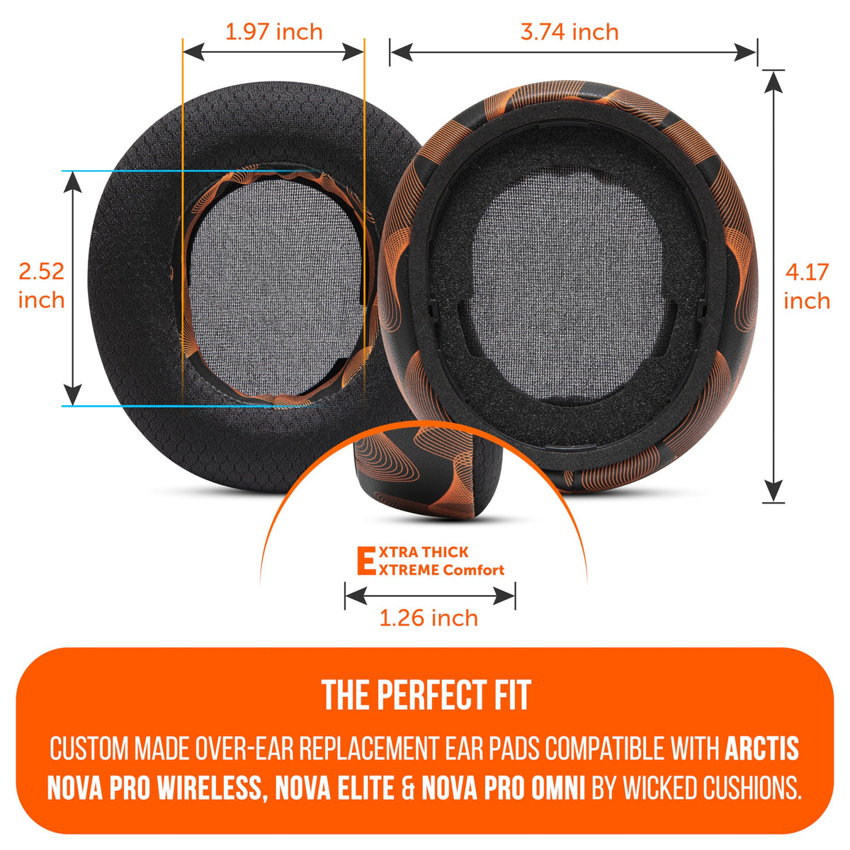 WC Mod Kit Nova Pro Wireless, Pro Omni, & Elite - Cooling Gel Earpads, Silicone Headband, & Side Plates for Arctis Nova Pro Wireless, Nova Elite