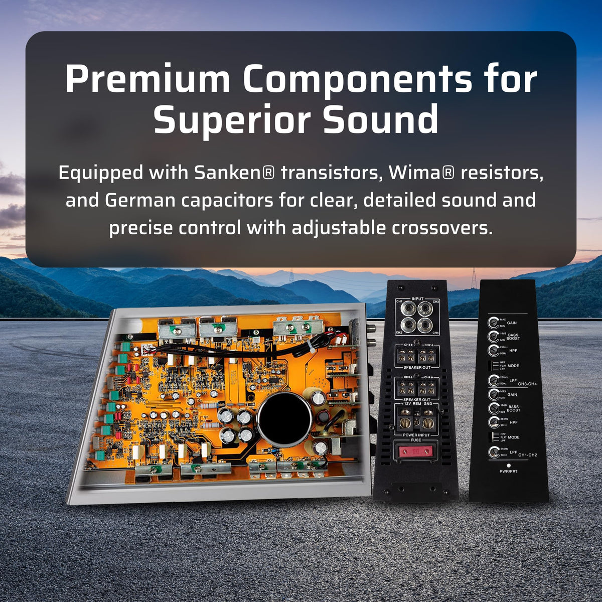 Precision Power PC500.4D Vertical Amp for Car, SUV, Truck - 500 Watt 4 Channel Class AB Amplifier | Compact Car Audio Amplifier with RCA Input