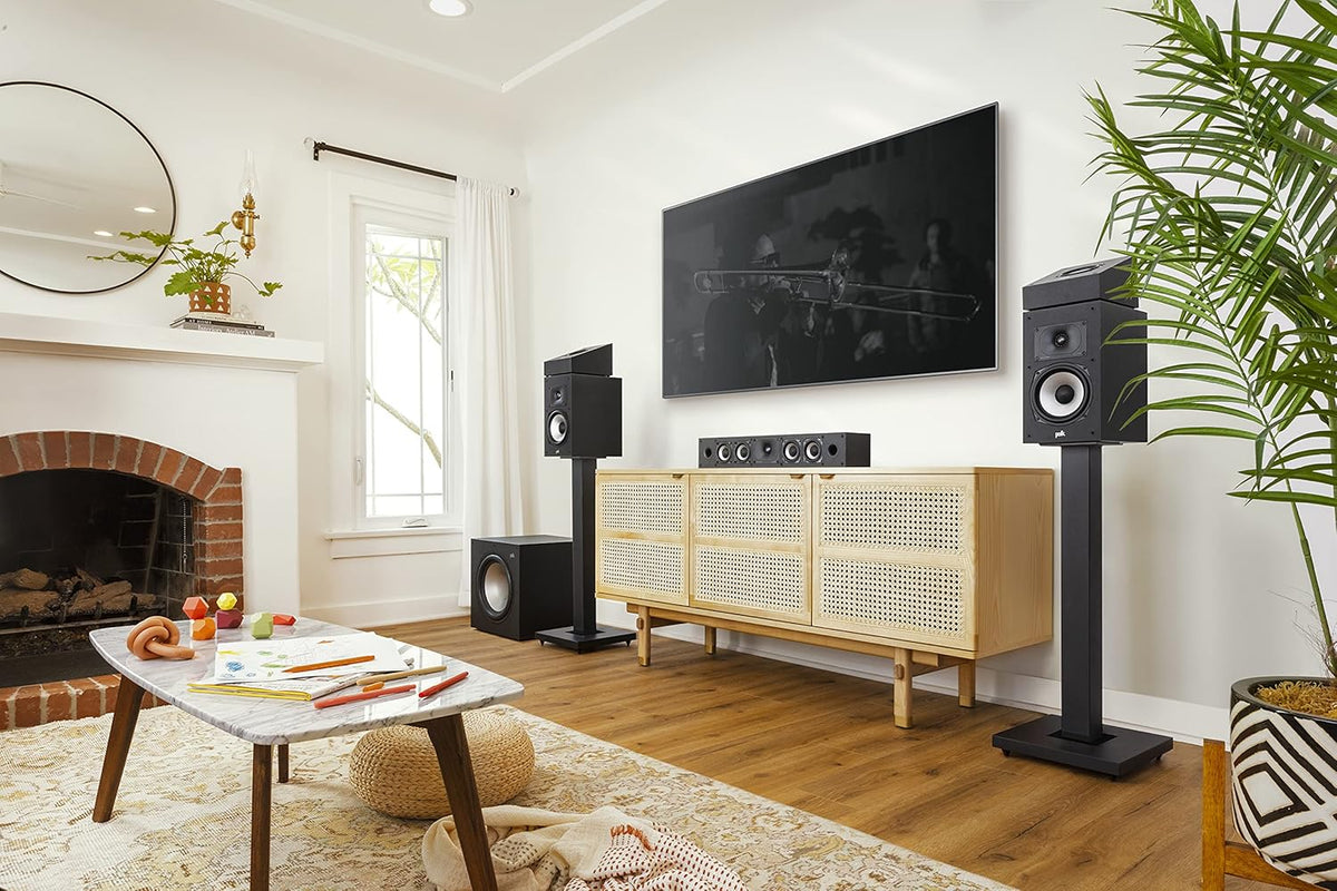 Polk Monitor XT90 Hi-Res Height Speaker Pair for 3D Sound Effect - Dolby Atmos-Certified, DTS:X and DTS Virtual:X Compatible 4" Dynamically Balanced Woofer, Midnight Black