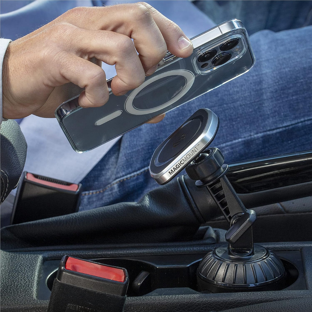 Scosche MP2CUPM-SP MagicMount Pro2 Cup Holder Magnetic Cell Phone Holder Car Mount Kit, Compatible with MagSafe