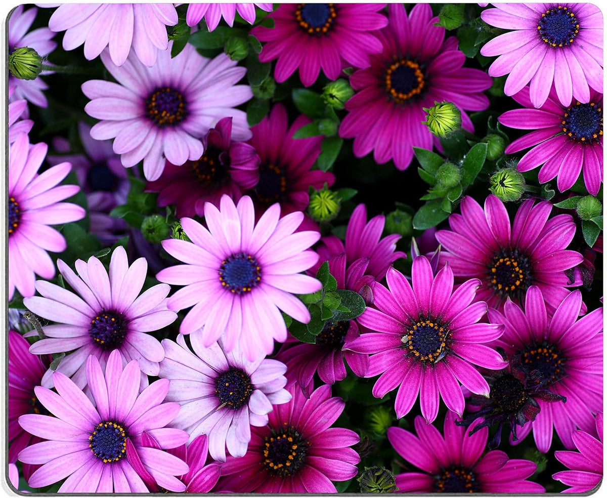 Hoka Fenle Mouse Pad with Flower Design - Purple Floral Square Waterproof Non-Slip Mouse Mat for Women's Laptop & Office