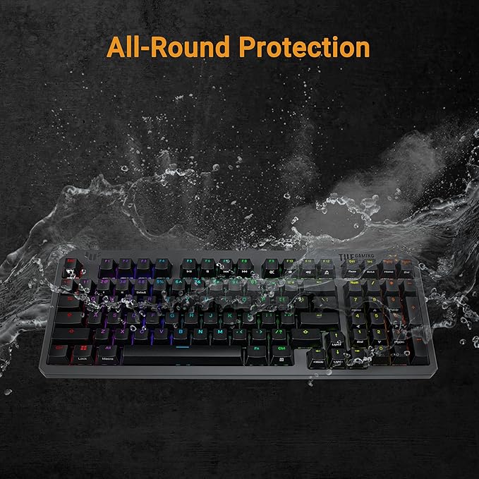 ASUS TUF Gaming K3 Gen II Wired USB Gaming Keyboard – 97-Key Compact Layout Optical-Mechanical Blue (Clicky) Switches PBT Keycaps Detachable Top Plate IP57 Waterproofing PC/Mac Support - Black
