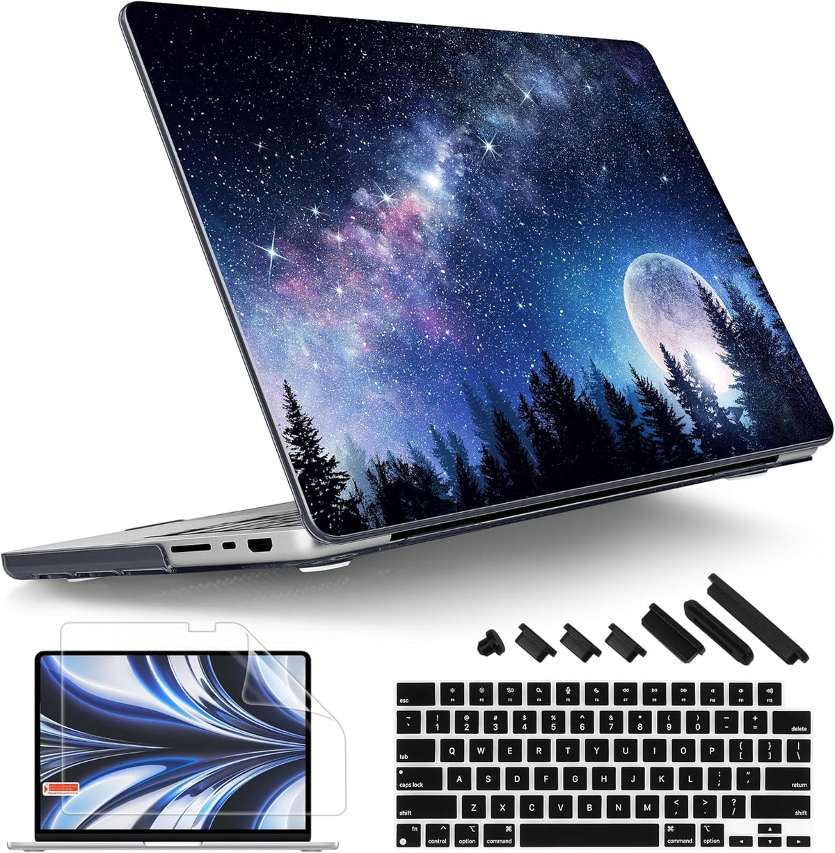 Tuiklol for M4 MacBook Pro 14 Inch Case 2024-2021 Release A3112 A3401 A3185/M3 A2918 A2992/M2 A2779/M1 A2442 Pro/Max Chip,Hard Shell Case with Screen Protector for Touch ID, Moonlight