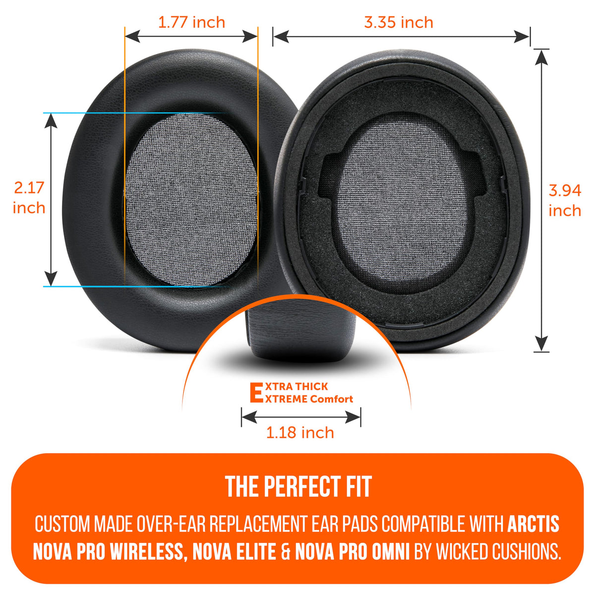 WC PadZ Nova Pro Wireless - Replacement Earpads for Arctis Nova Pro Wireless, Nova Elite & Nova Pro Omni, by Wicked Cushions, Extra Thick