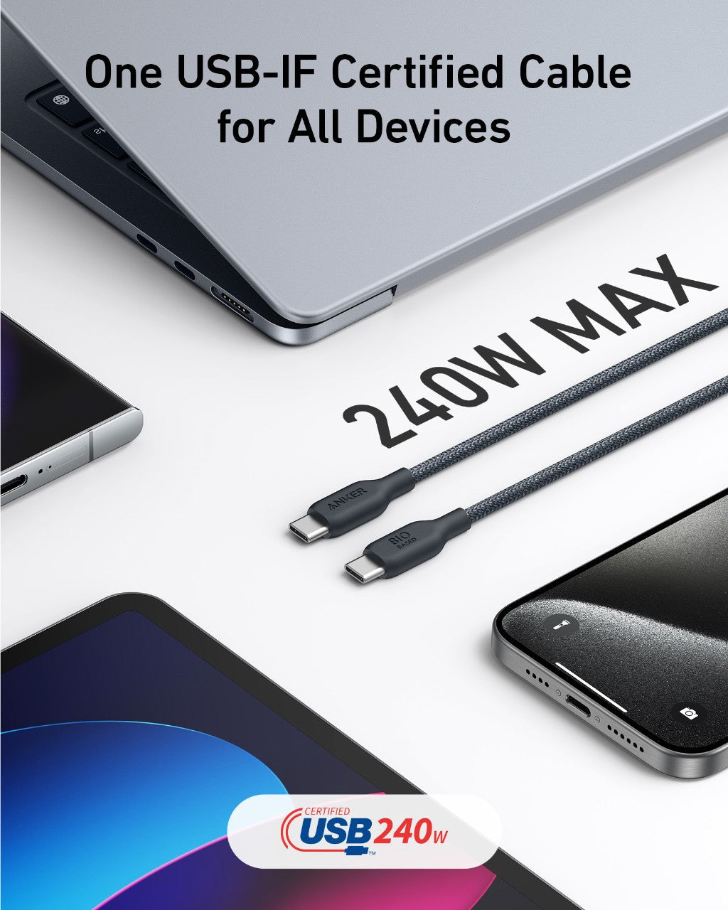 Anker <b>543</b> USB-C to USB-C Cable (Bio-Braided,6 ft)