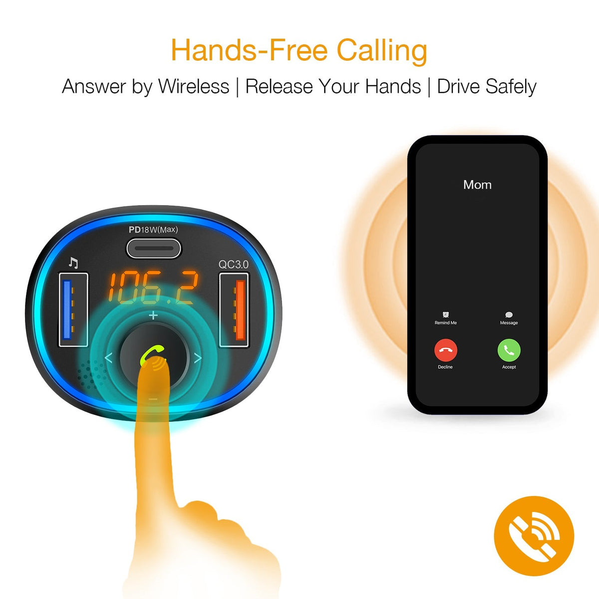Rexing FM3 FM Transmitter Car Charger w/Bluetooth 5.0