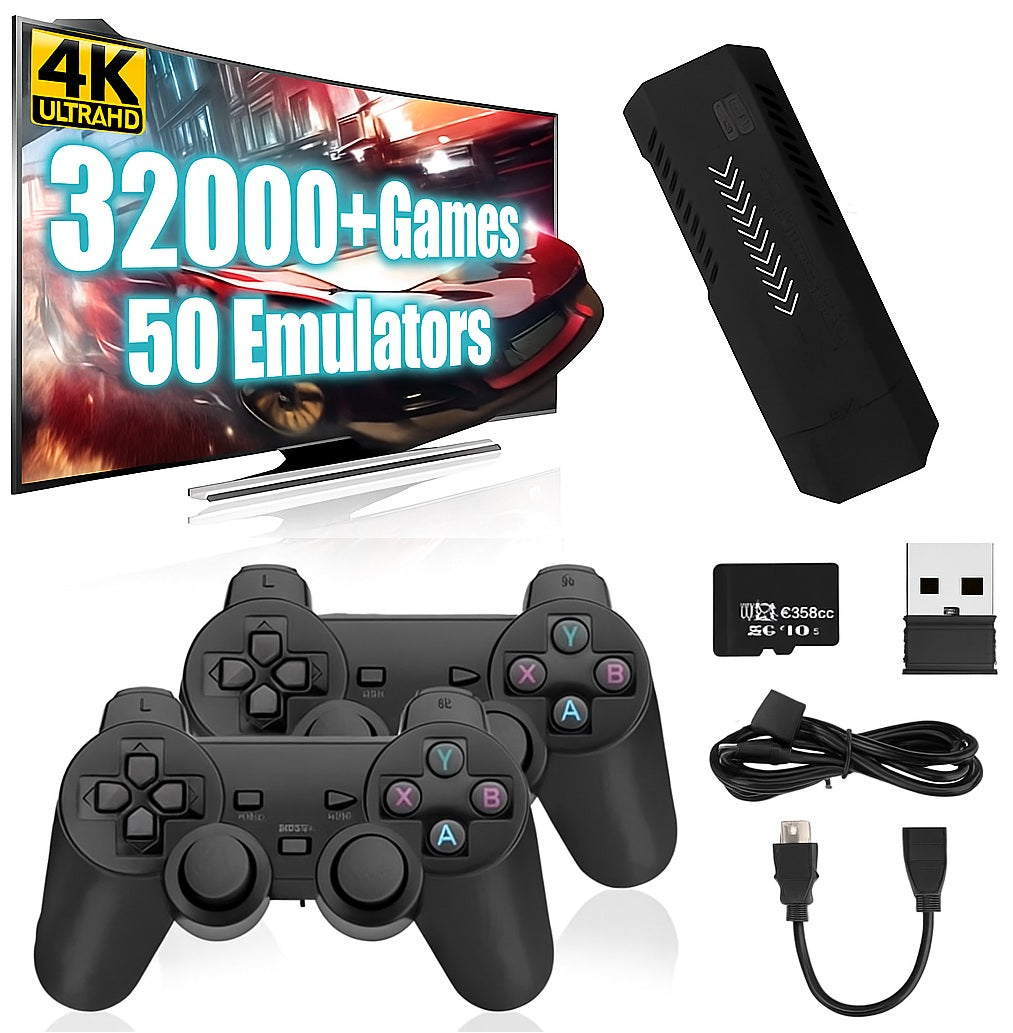 Retro 4K HDMI Game Stick – 30K+ Games with 2 Wireless Controllers