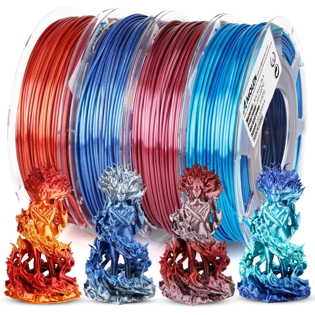 PLA Silk Shiny Gradient Variety Pack (4x200g) - 1.75MM