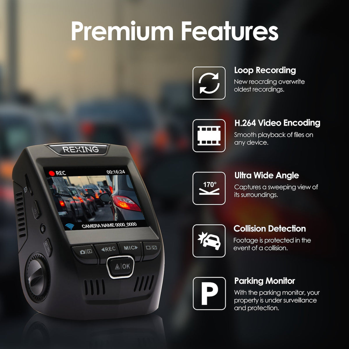 Rexing V1 FHD 1080p Dash Cam (Open Box)