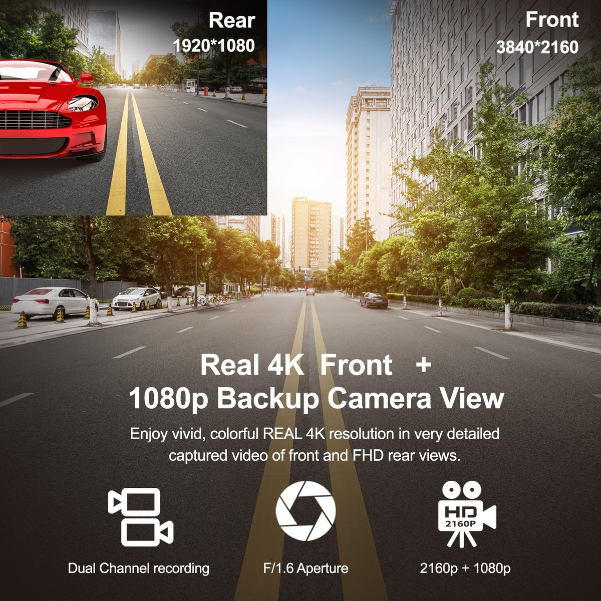 Rexing V1P Max 4K UHD Dual Channel Dash Cam 4K 3840×2160 Front + 1080p Rear with Wi-Fi and GPS
