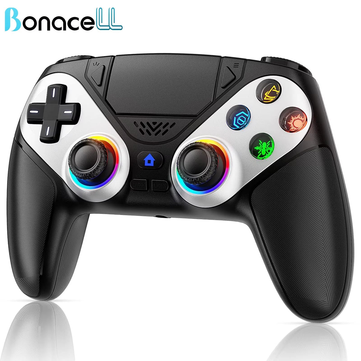 RGB Wireless Controller Compatible with PS5 and PC, Hall Effect Triggers, Programmable Buttons, Turbo Mode, Dual Vibration Gamepad